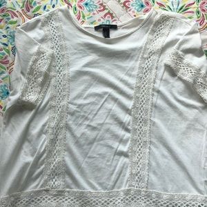 FOREVER 21 white fringe pattern top